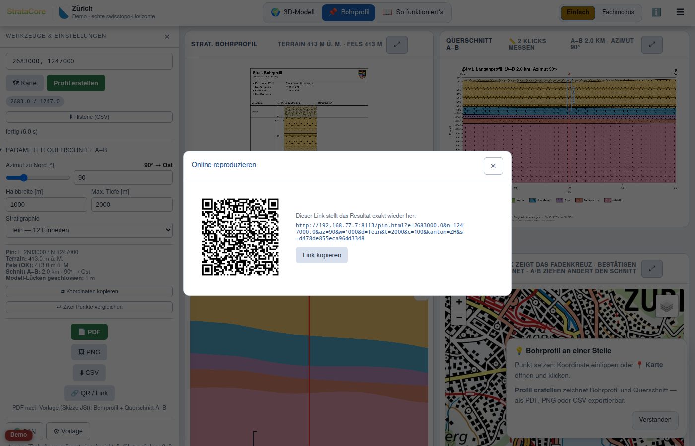 QR-Dialog mit signiertem Archiv-Link